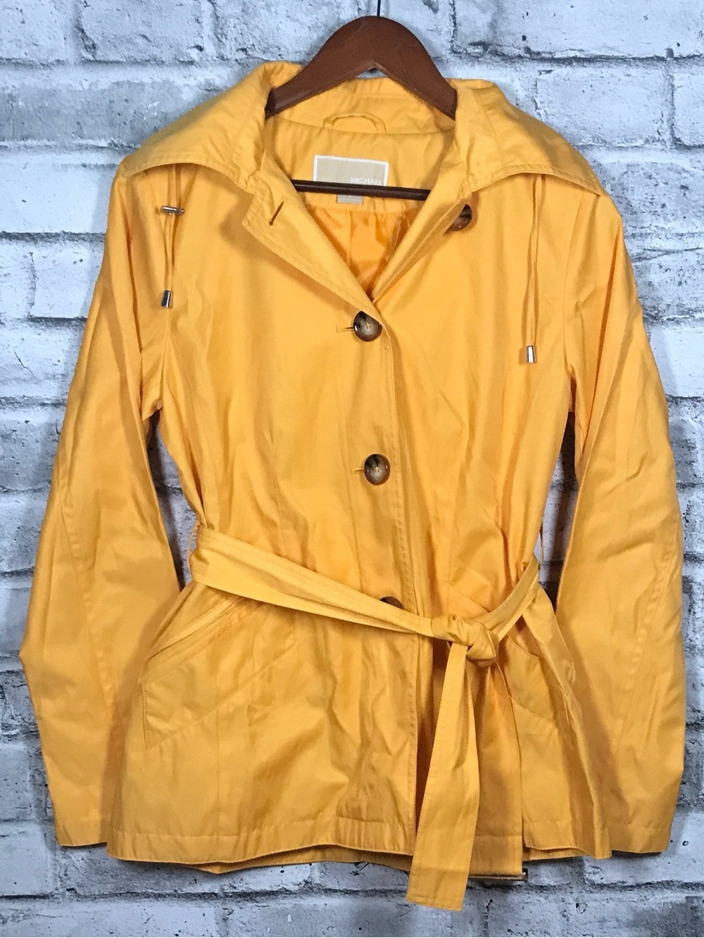 Michael Kors Ladies' Yellow Belted Rain Jacket